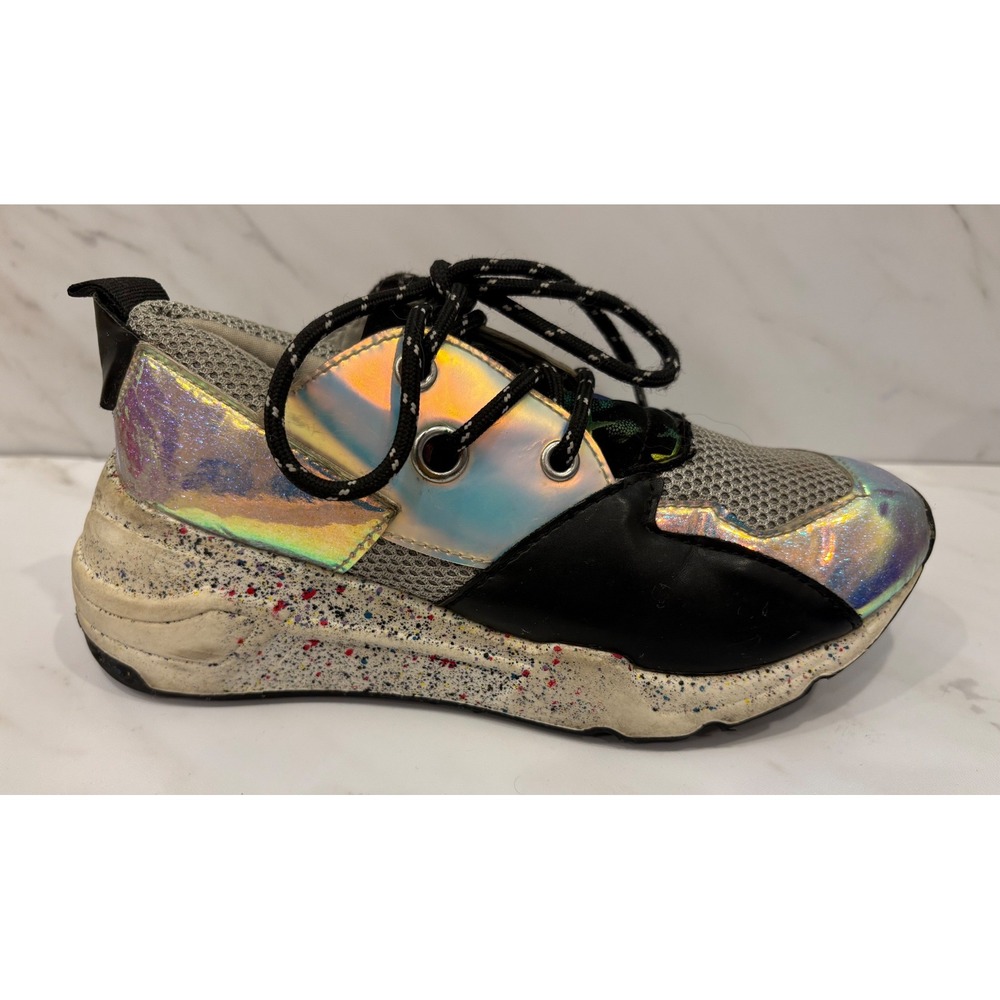 Steve Madden JCANYON Sneakers Kids Size 3Y Iridescent Holographic Chunky Sole